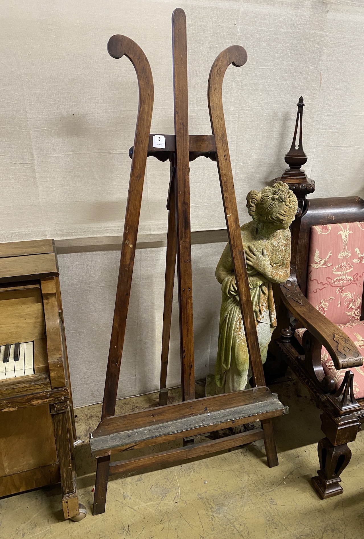 A 19th century artist's studio easel, height 167cm